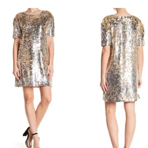 slim fit dress slacks Gold Sequin Elodie Dress, 16 / Gold by Never Fully Dressed AMOUR781